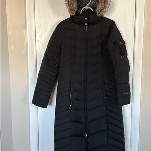 Eddie Bauer Sun Valley Down Duffle Coat/Parka, w/ Zip off Hood, Size L, Black
